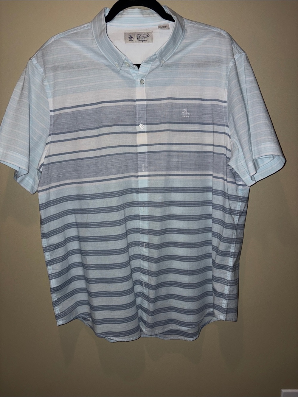 Original Penguin | Short-Sleeve Button-Down Shirt in Light Blue Stripe